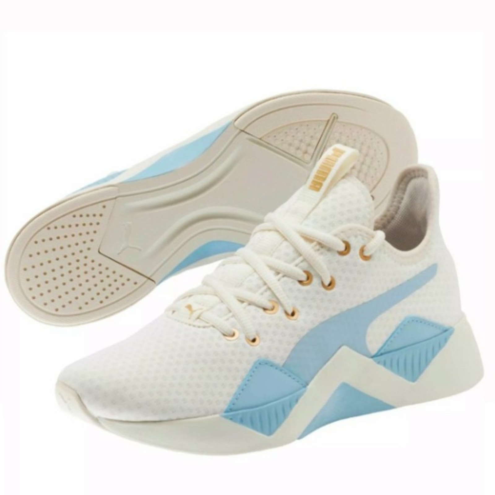 New Puma Incite Sweet Lace Up Shoes Sneakers Whisper White Blue 8.5
